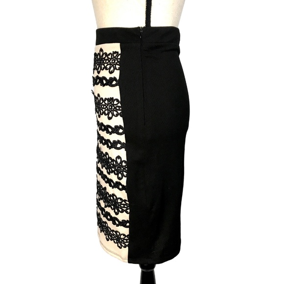 New!! Nikibiki Tan & Black Pencil Skirt with Lace - Picture 2 of 3